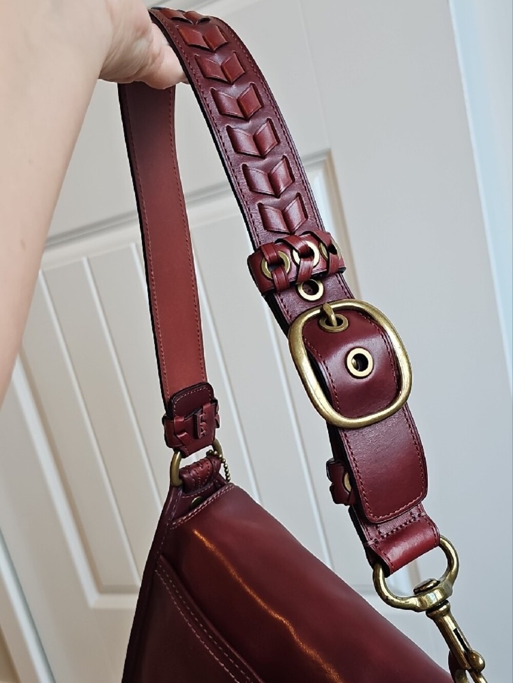 Coach 2007 Bleecker Large Flap Shoulder Bag Wine Tattersall 11419 NWT - Picture 5 of 15